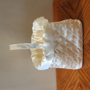 Ivory color silk drawstring bag